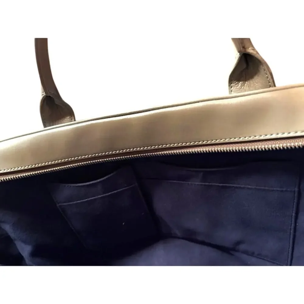 S.T. Dupont Laptop Briefcase Bag Unisex Line D Document Case Brown Leather Zip